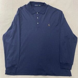 Polo Ralph Lauren Polo Mens 2XB Big Navy Blue Golf Shirt Soft Cotton Flesh Pony